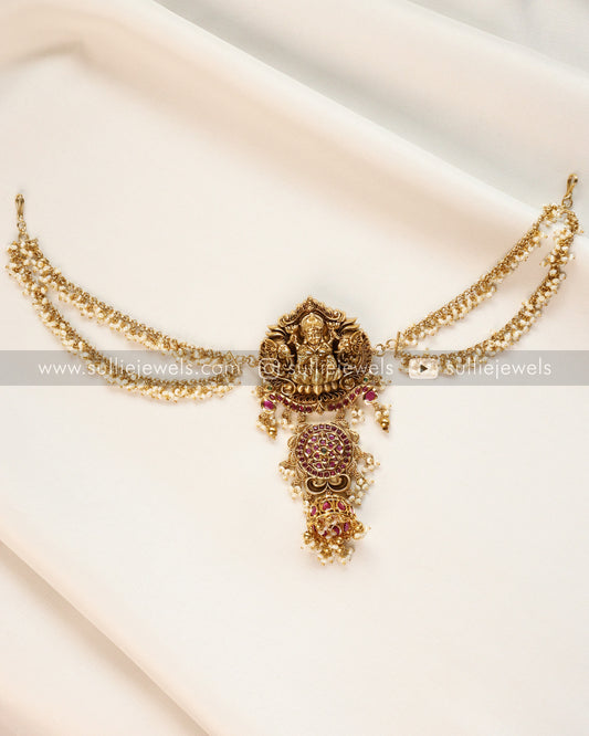 Lakshmi Hair Brooch with 2 Layer Pearl Maatti