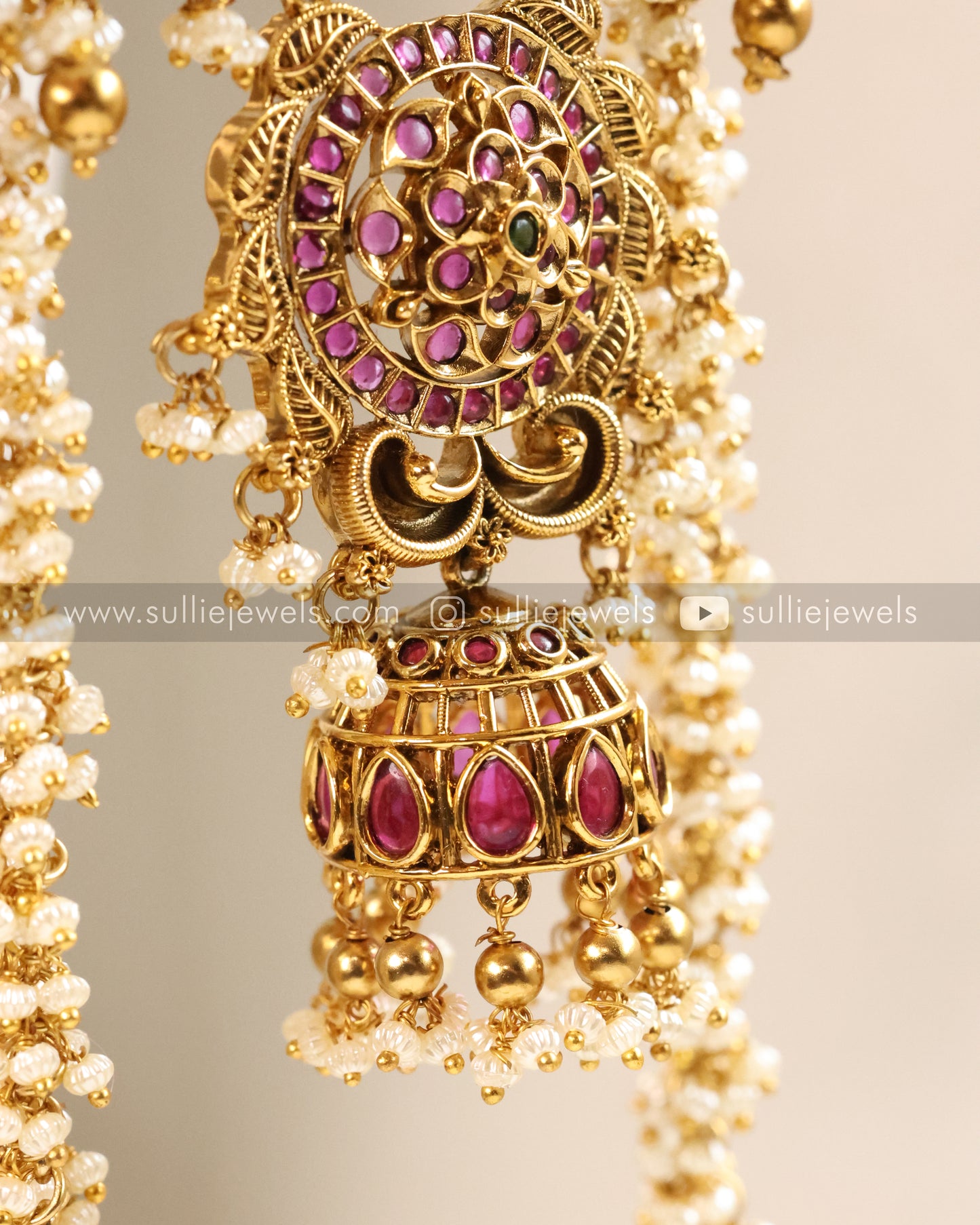 Lakshmi Hair Brooch with 2 Layer Pearl Maatti