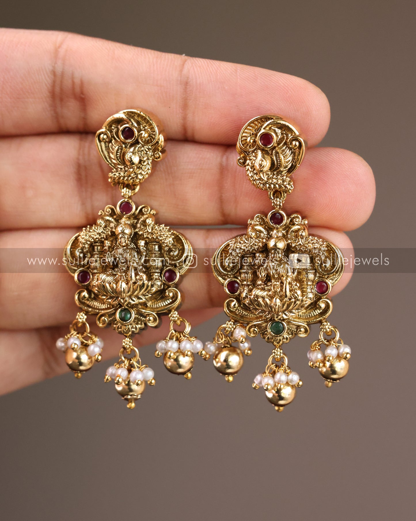 Lakshmi Antique Premium Long Chain/Haram with Earring