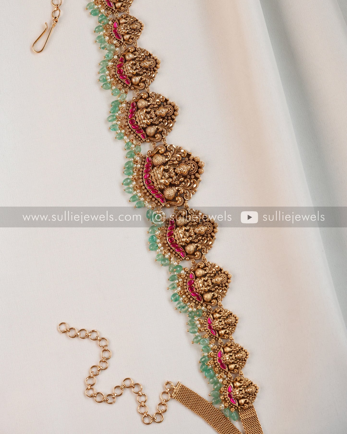 Lakshmi Premium Hip Chain - Mint Beads