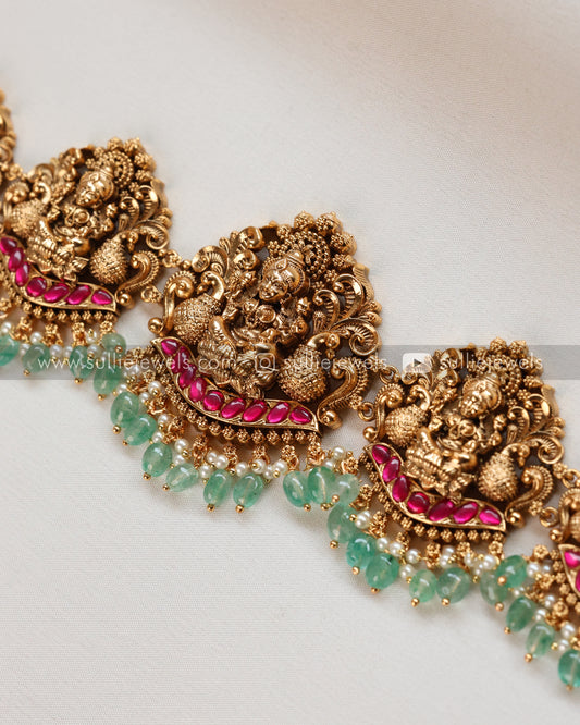 Lakshmi Premium Hip Chain - Mint Beads