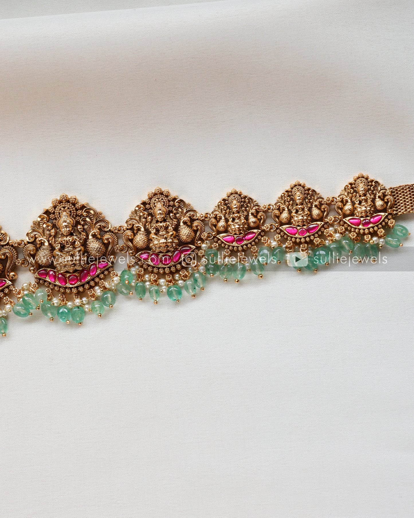 Lakshmi Premium Hip Chain - Mint Beads