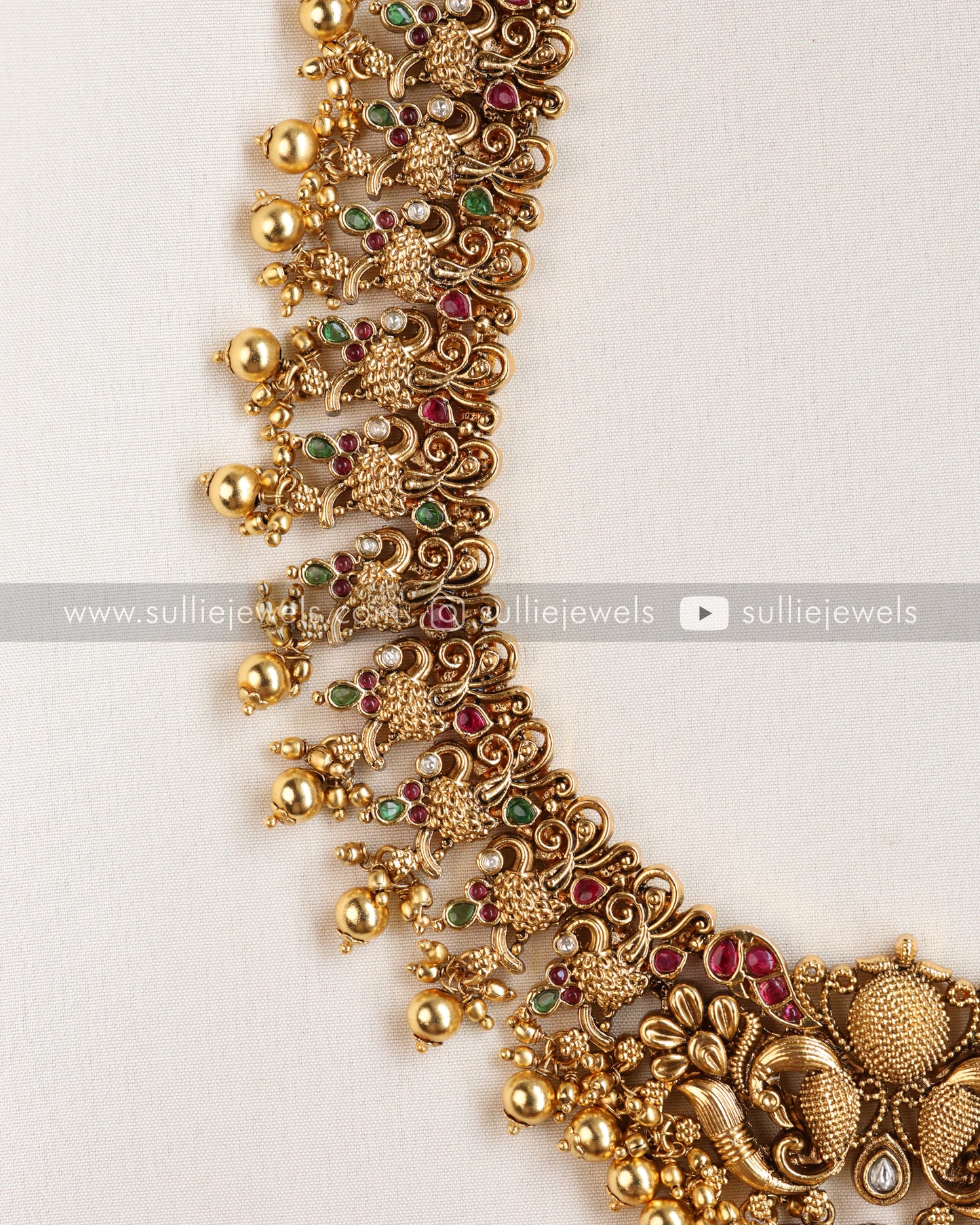 No Idol Premium Peacock Antique Long Chain / Haaram with Jhumka