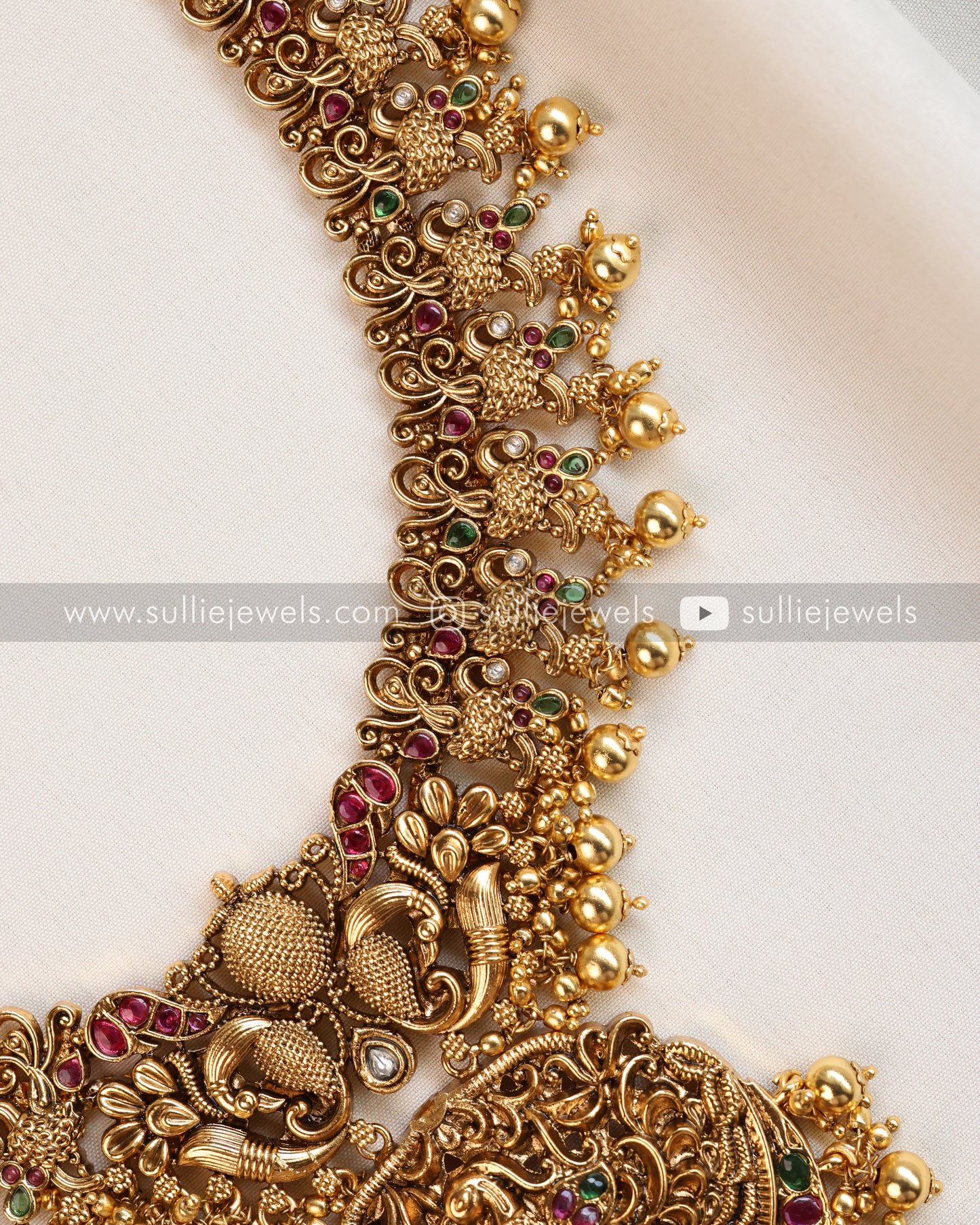 No Idol Premium Peacock Antique Long Chain / Haaram with Jhumka