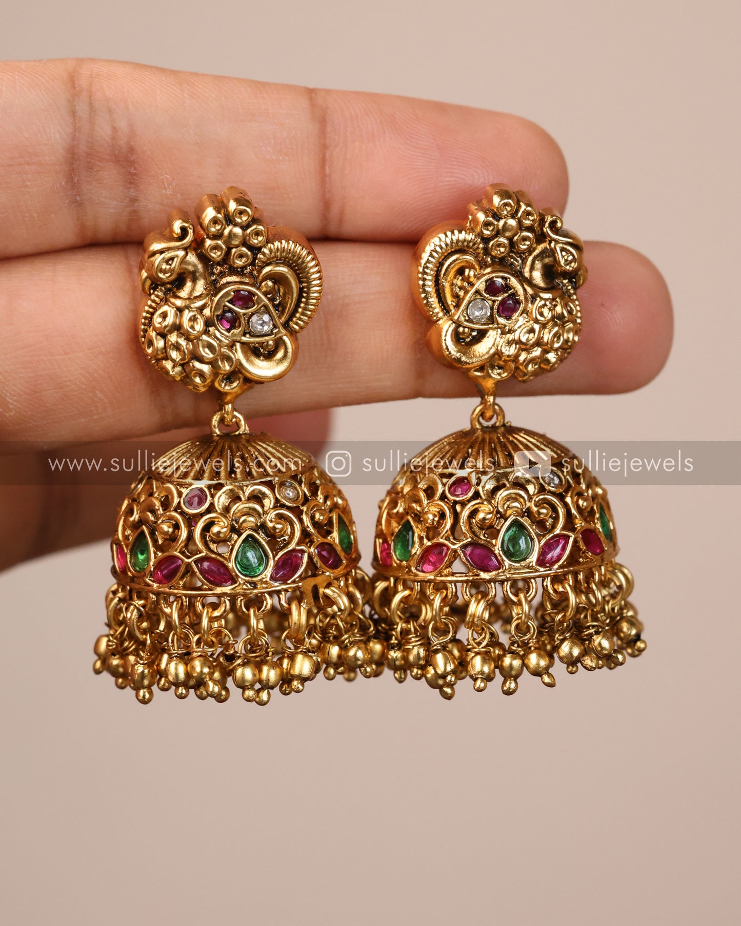 No Idol Premium Peacock Antique Long Chain / Haaram with Jhumka