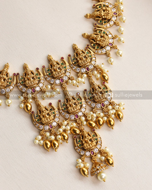 Lakshmi Tier Premium Long Chain/Haaram with Earring