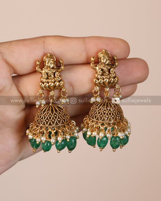 Lakshmi Premium Choker / Necklace with Jhumka - Mint Beads