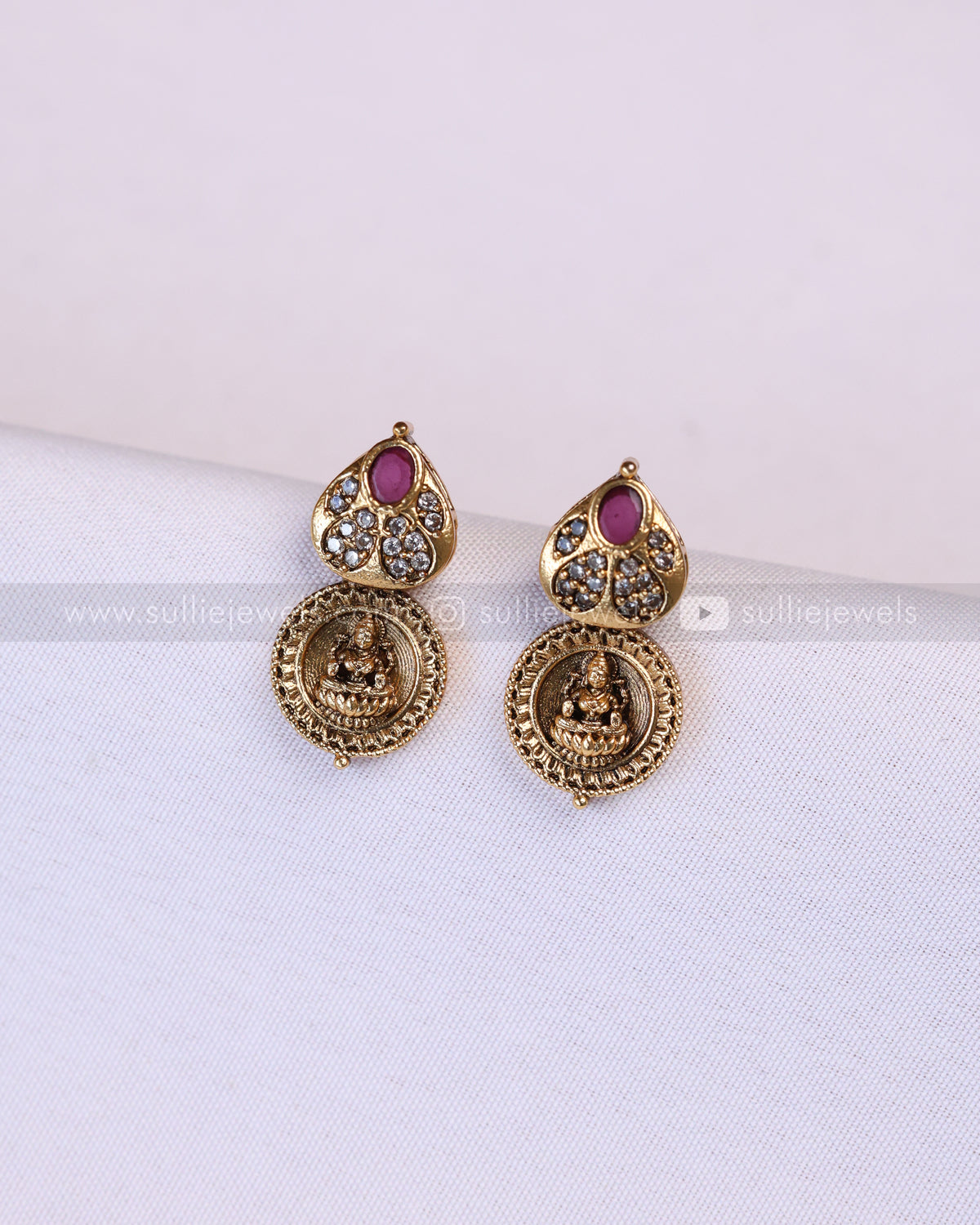 3948 - Ruby Peacock Coin Necklace with Stud