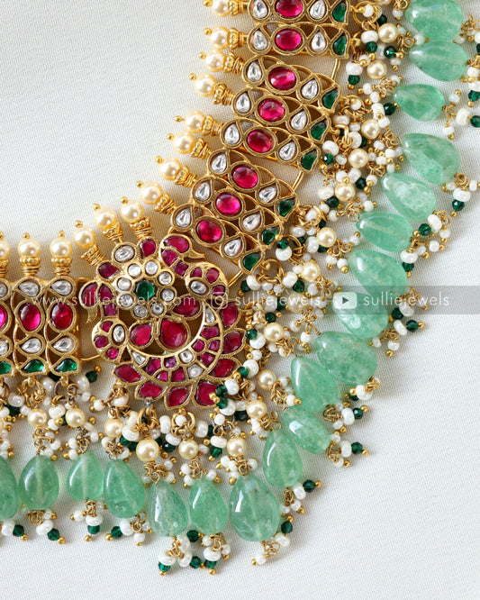 Jadau Kundan Premium Necklace with Strawberry Beads