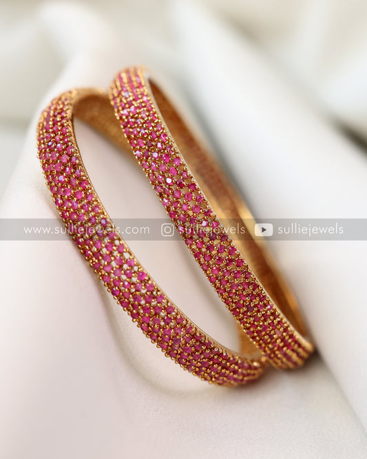 AD Stones in Gold Finish Bangle - Set of 2