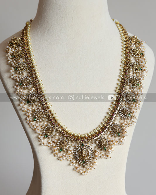 Lakshmi Diamond Premium Guttapusalu Long Chain / Haram with Earring