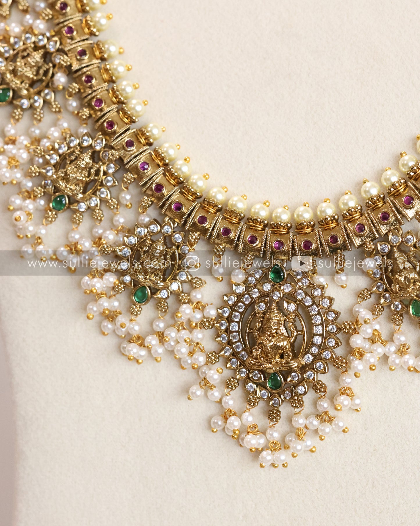 Lakshmi Diamond Premium Guttapusalu Long Chain / Haram with Earring