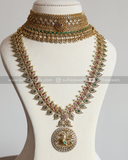 No Idol Premium Stone Peacock & Floral Bridal Combo ( 4 piece )