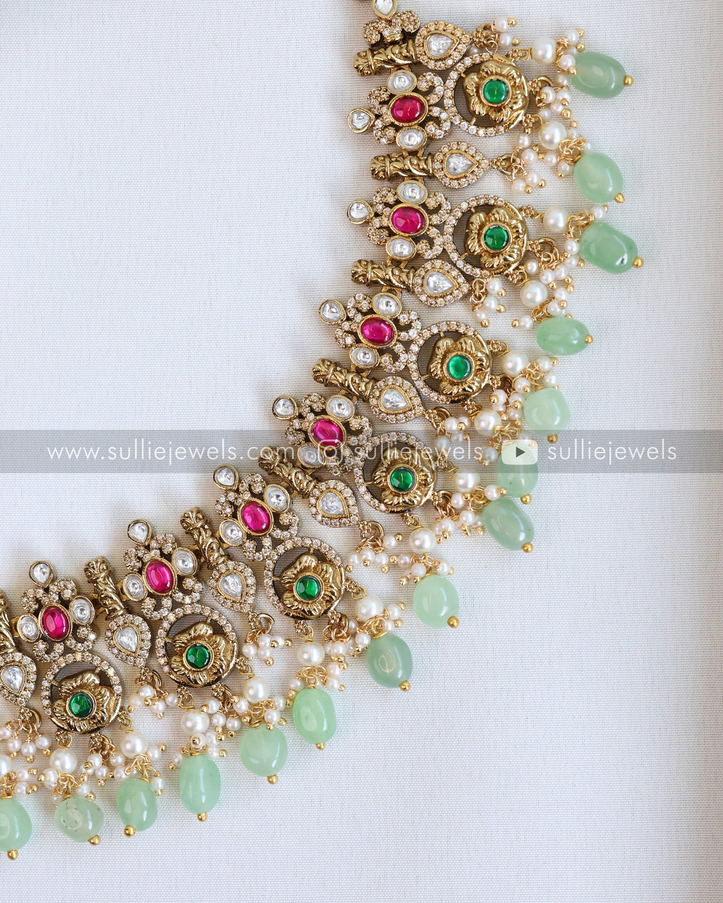 Victorian Jadau Kemp Necklace with Earring