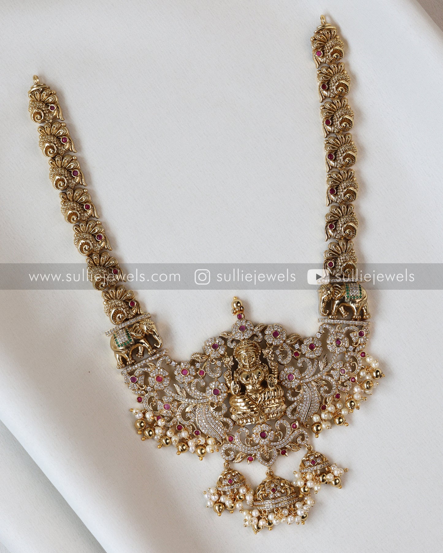 Goddess Stone & Gold Lakshmi Steady Necklace with Jhumka