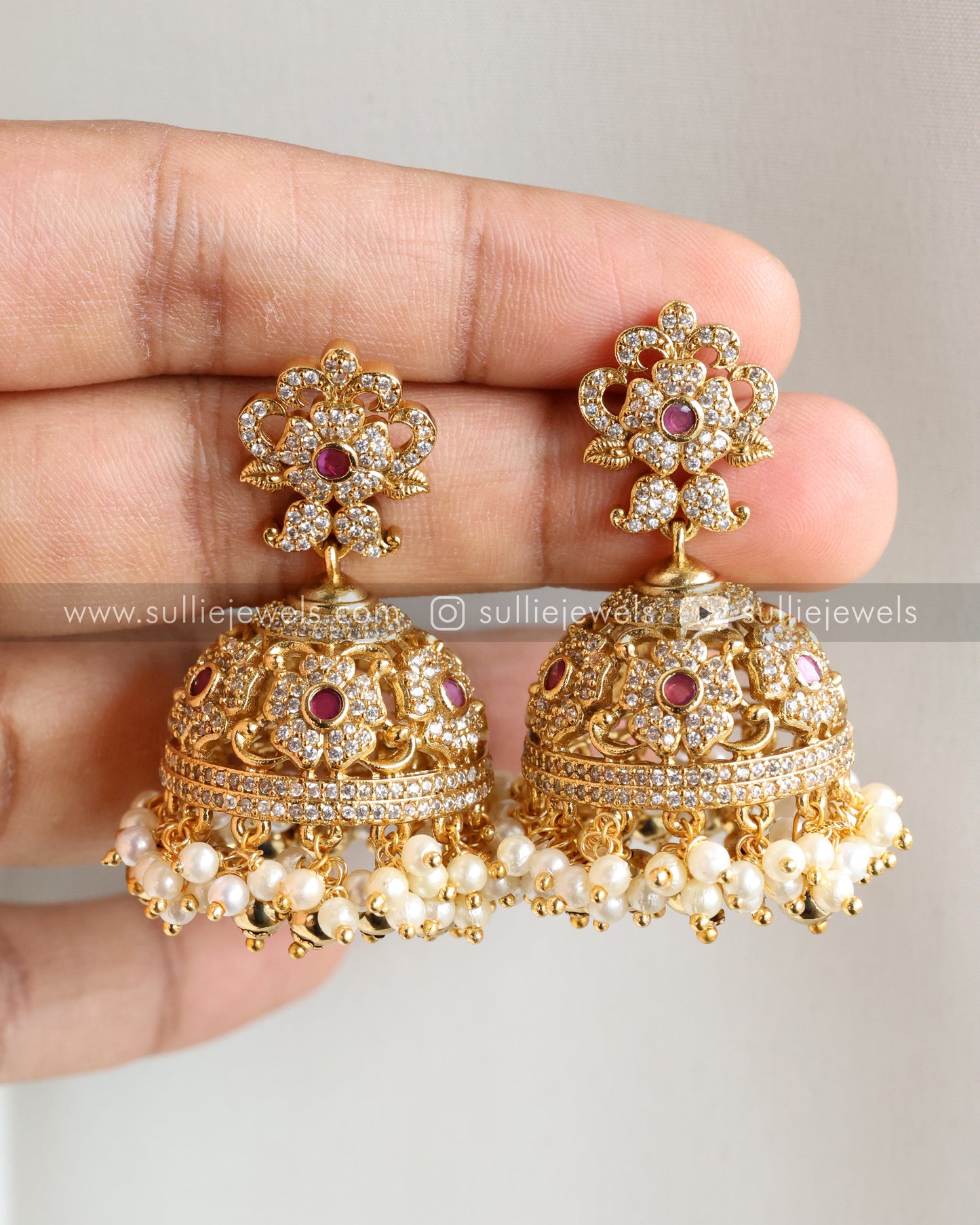 Goddess Stone & Gold Lakshmi Steady Necklace with Jhumka