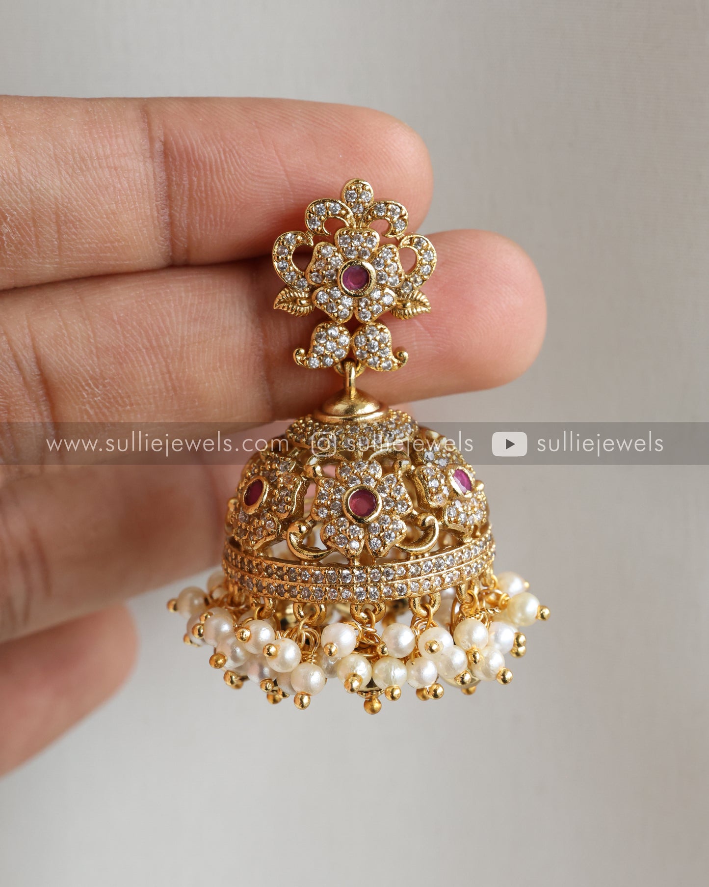 Goddess Stone & Gold Lakshmi Steady Necklace with Jhumka
