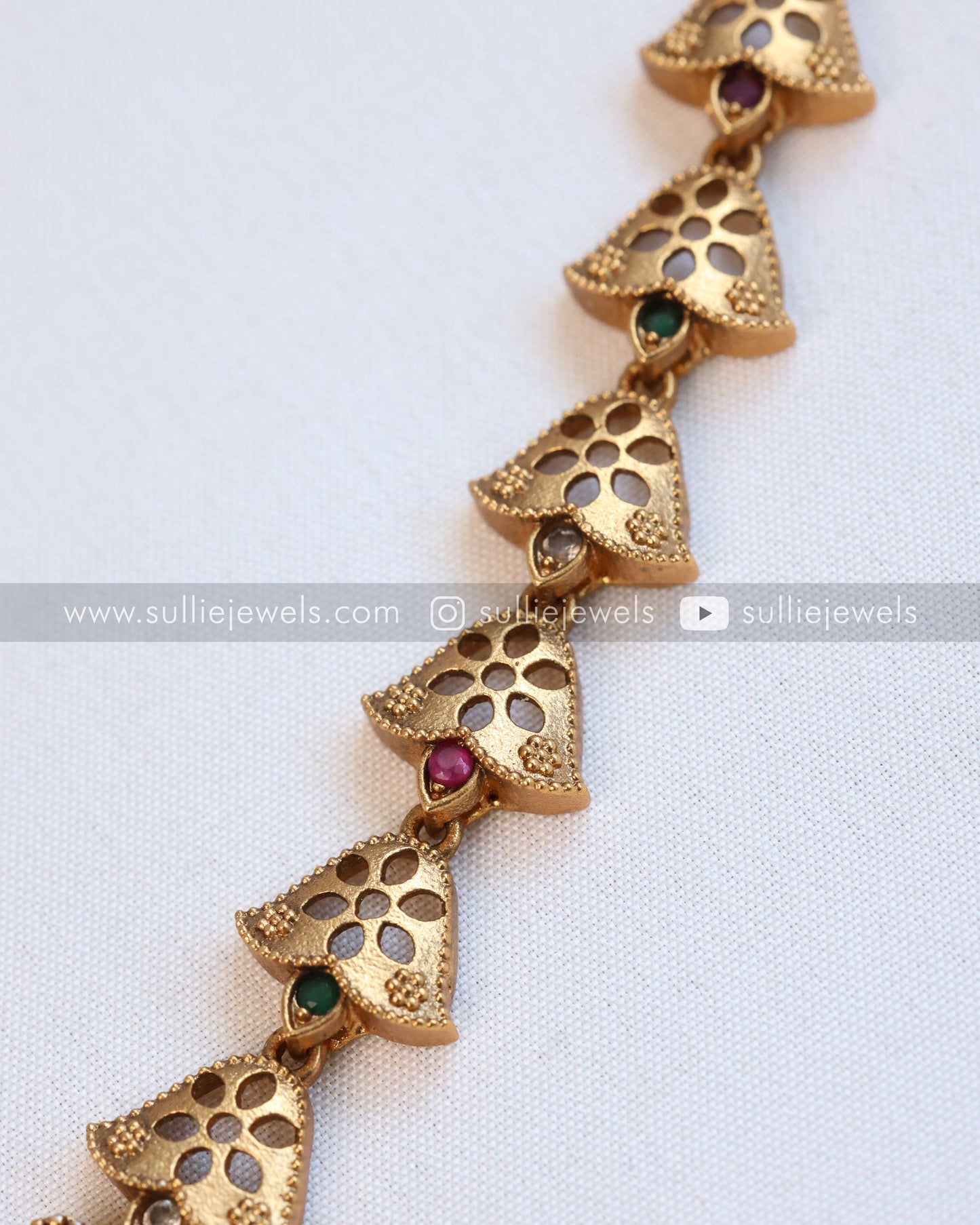 Multicolour Triangular AD Necklace with Earrings