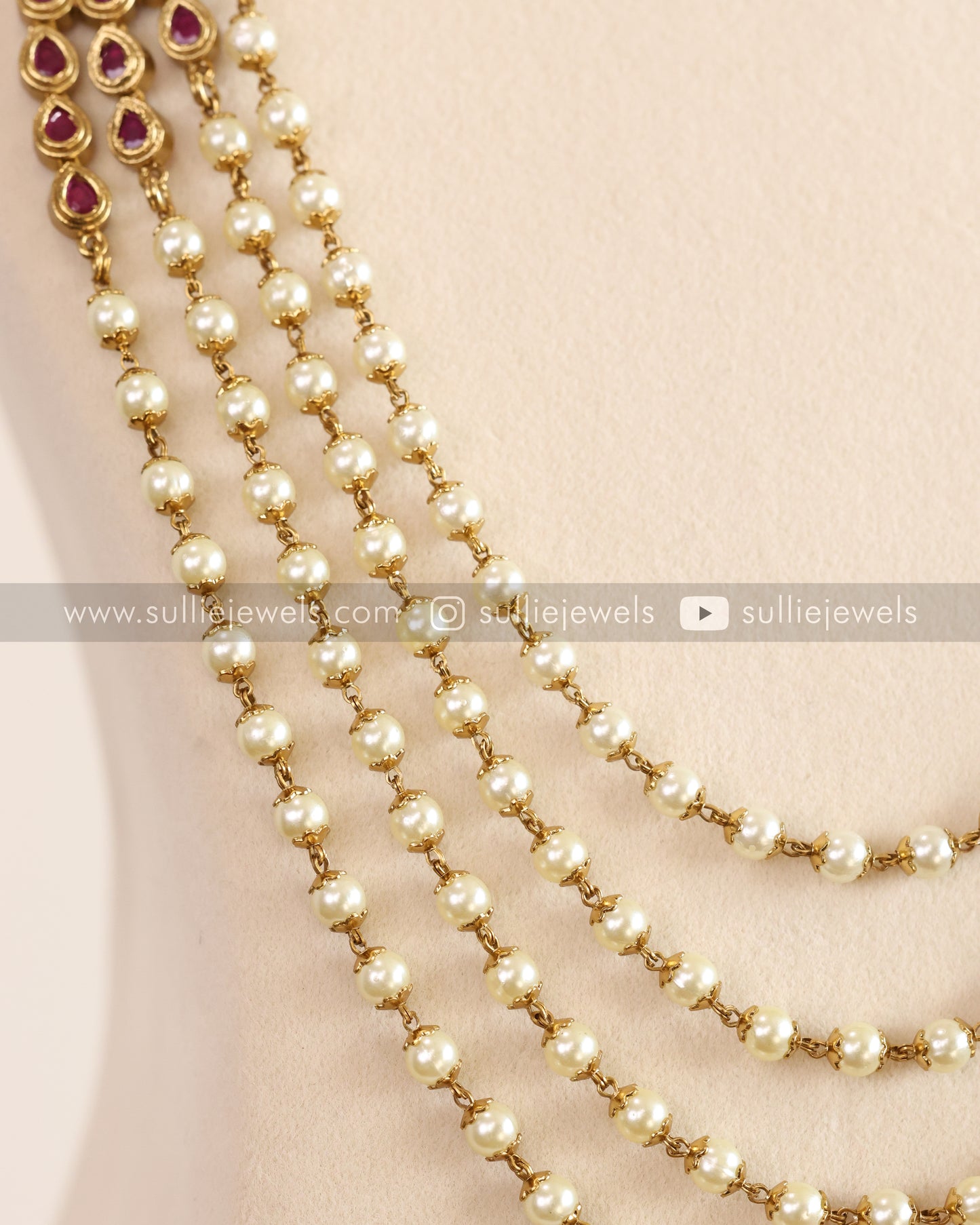 Unisex Premium 4 Layer Pearl Peacock Long Chain