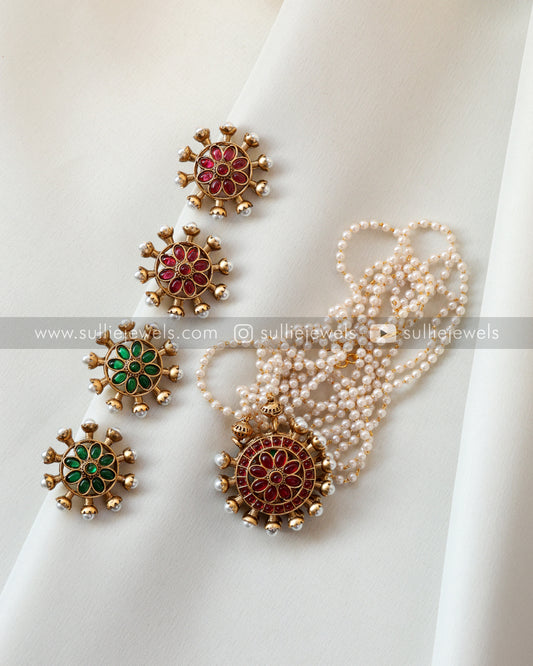 Reversible Chakra Pendant with 2 set of earrings