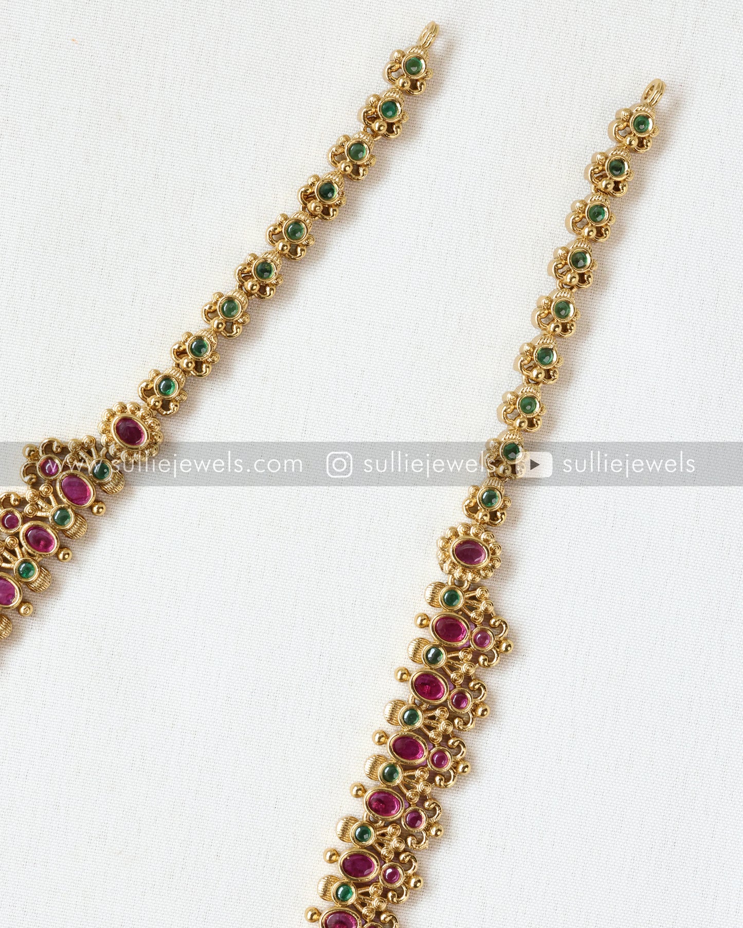 No Idol - Premium Heavy Coin Ruby Stone Bridal Combo ( 8 Piece )