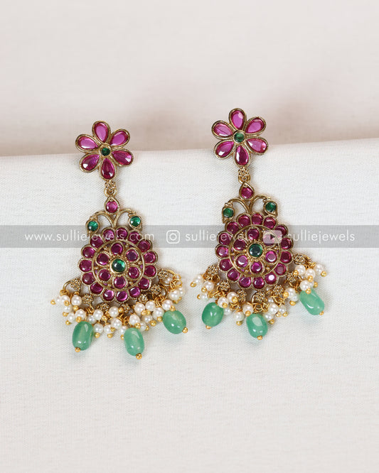 No Idol - Premium Kemp Design Necklace with Earring - Mint Beads