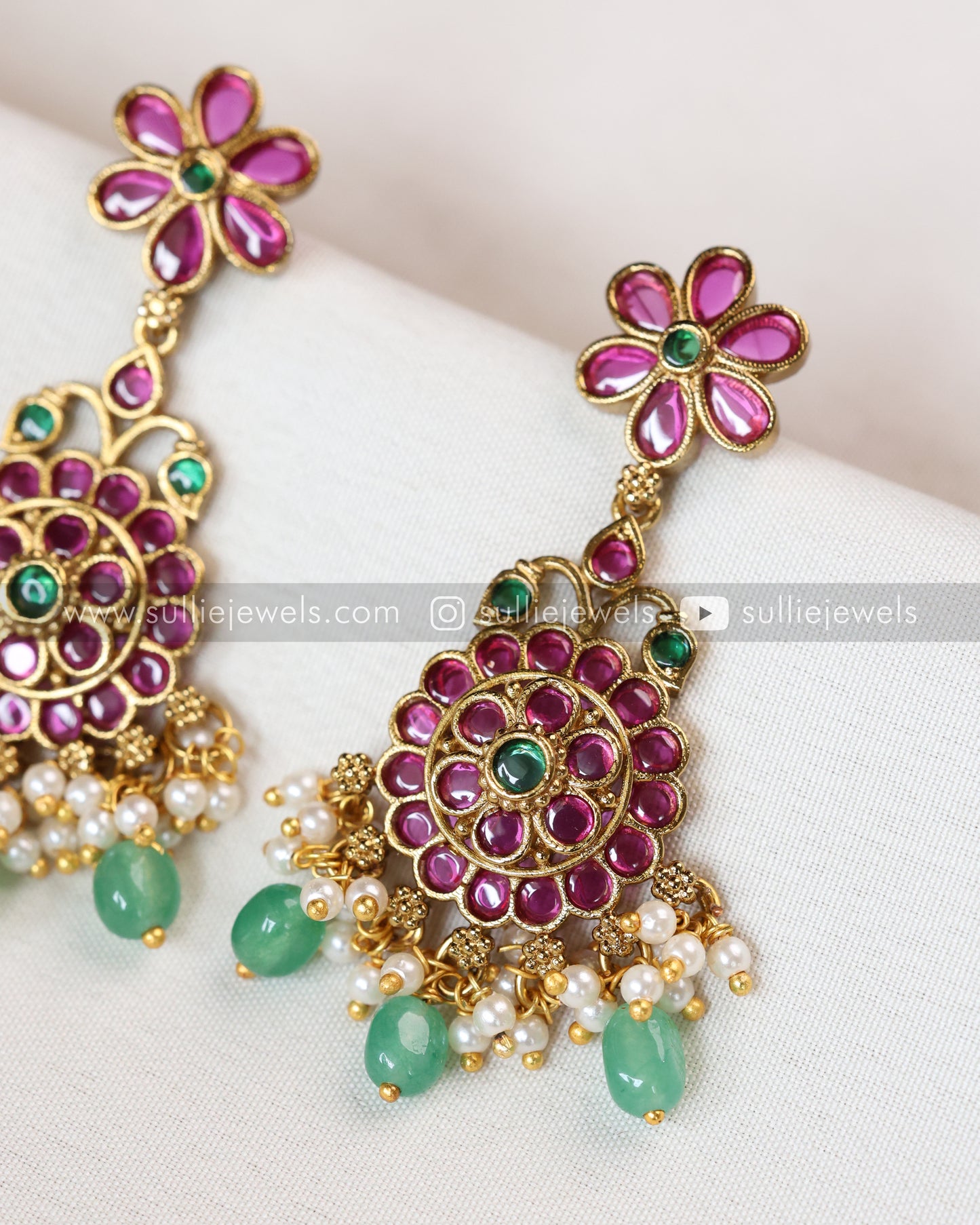 No Idol - Premium Kemp Design Necklace with Earring - Mint Beads