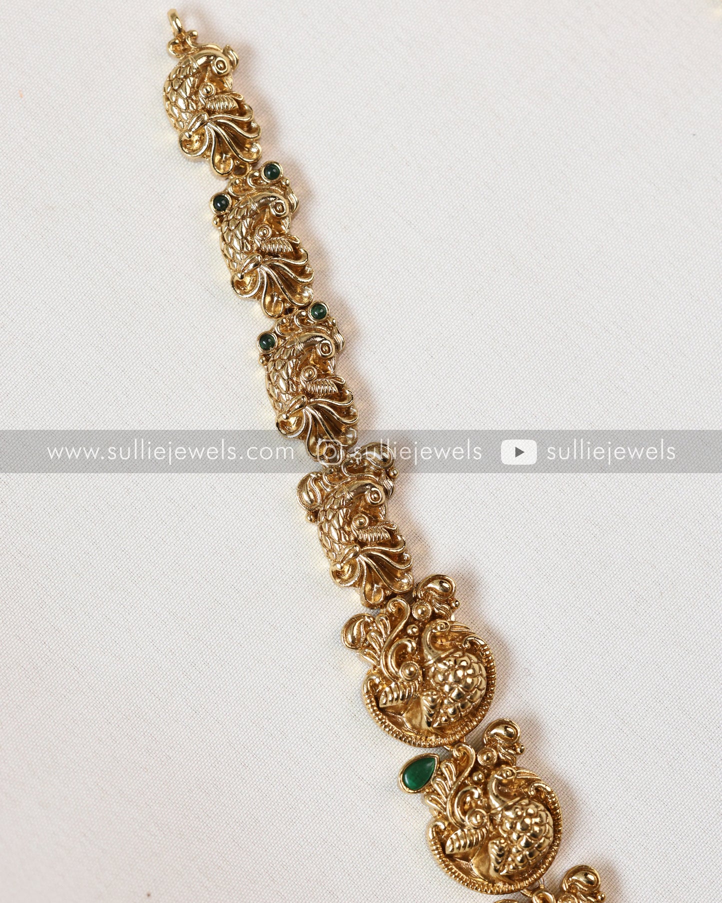 Premium Goddess Green Peacock Long Chain with Earring