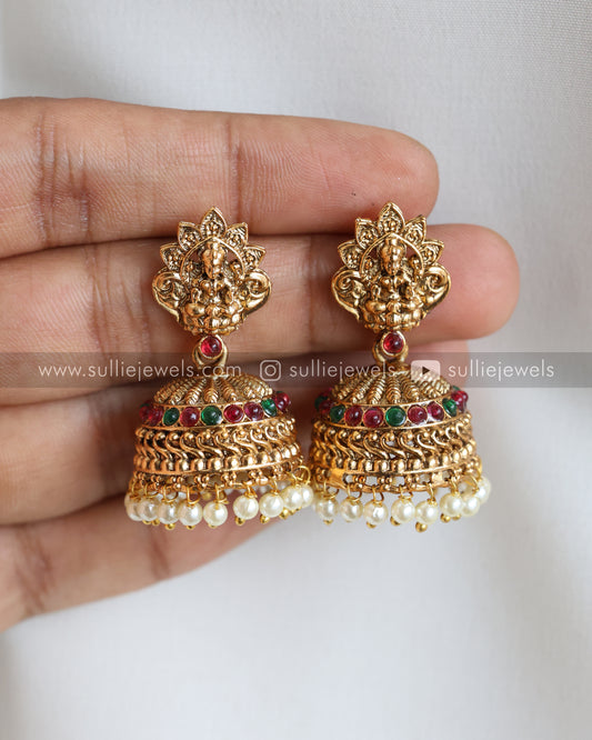 Sullie Basic - Multicolour Lakshmi Gold Beads Bridal Combo with Jhumka ( 3 piece )