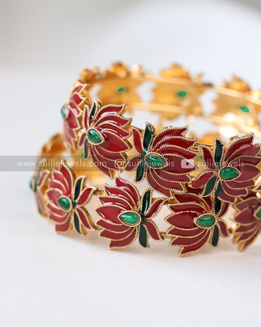 Sullie Basic - Lotus Flower Bangle - Set of 2