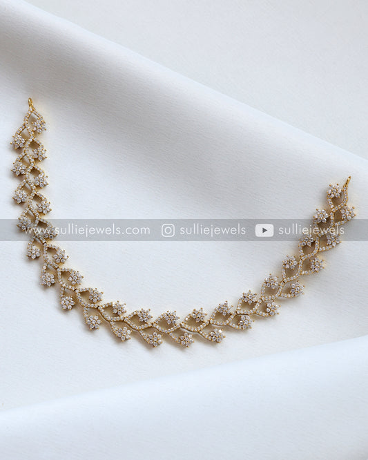 Diamond Floral Necklace Layered Combo