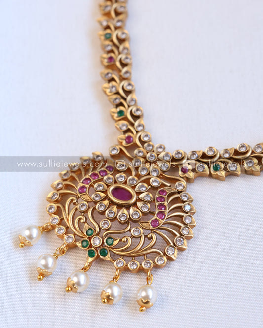 Ruby AD Stone Pendant with Earrings