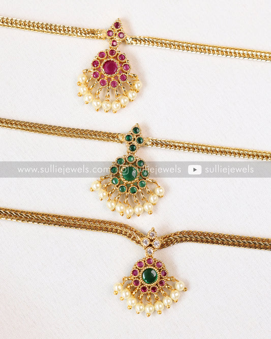 Traditional Attigai Pink Stone Choker with Earring