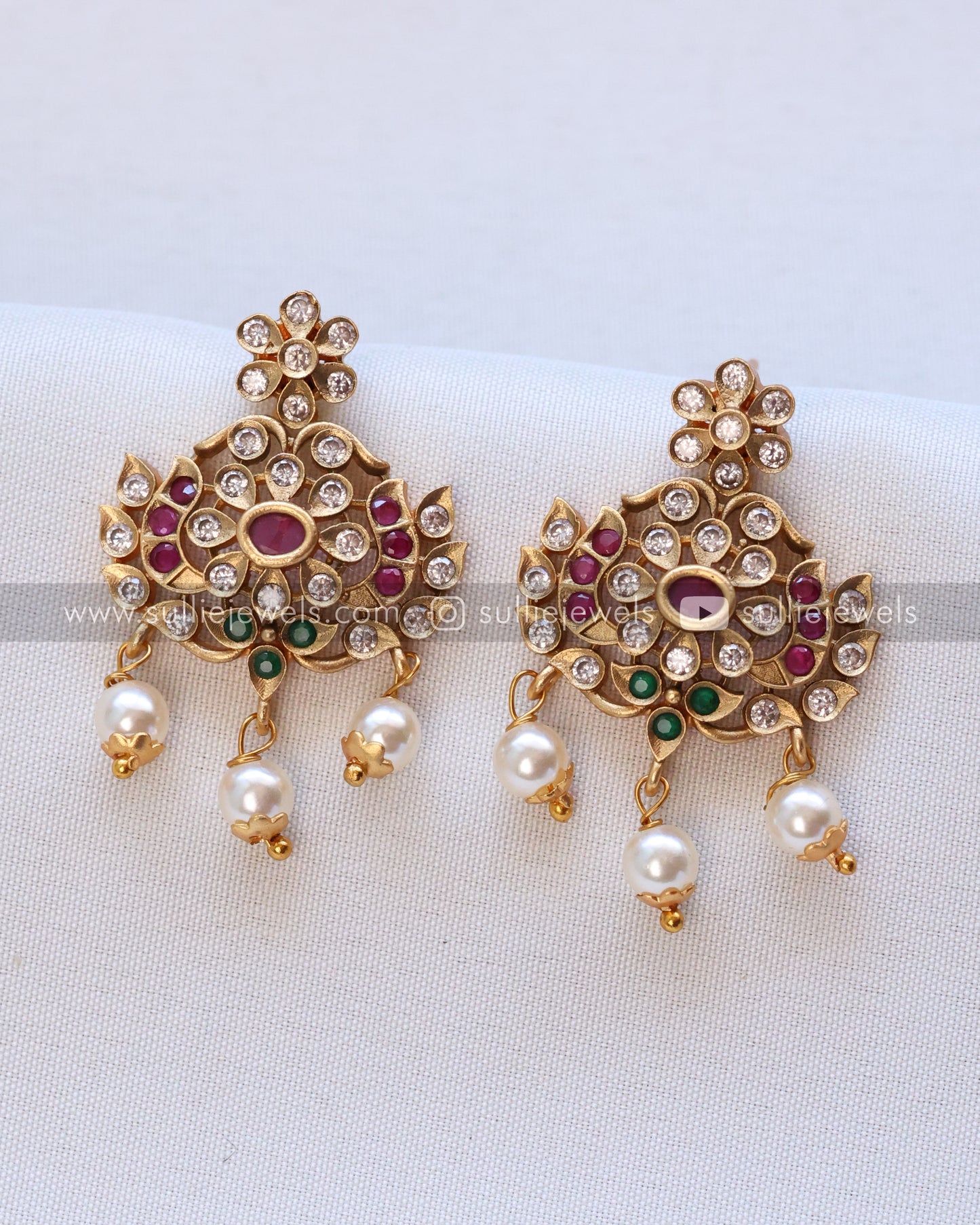 Ruby AD Stone Pendant with Earrings