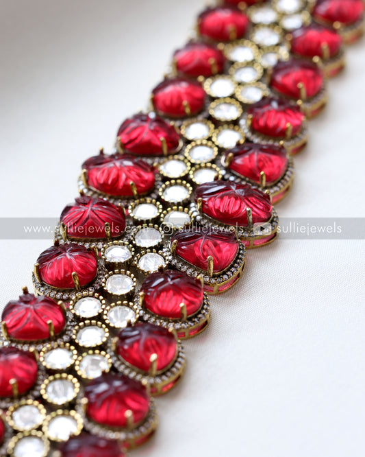 Carved Stone Premium Choker with Earring