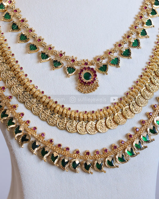 Gold Plated Kaashu & Palakka Kerala Bridal Combo ( 4 piece )