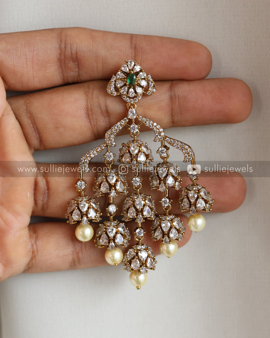 Designer AD Stone Premium Earring - Green