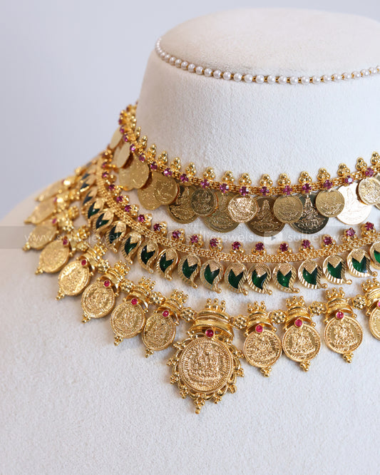 Traditional Gold Plated Mango Coin Layered Combo ( 3 piece )