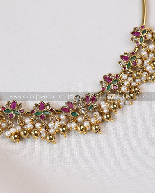 Lotus Premium Pearl Hasli with Jhumka