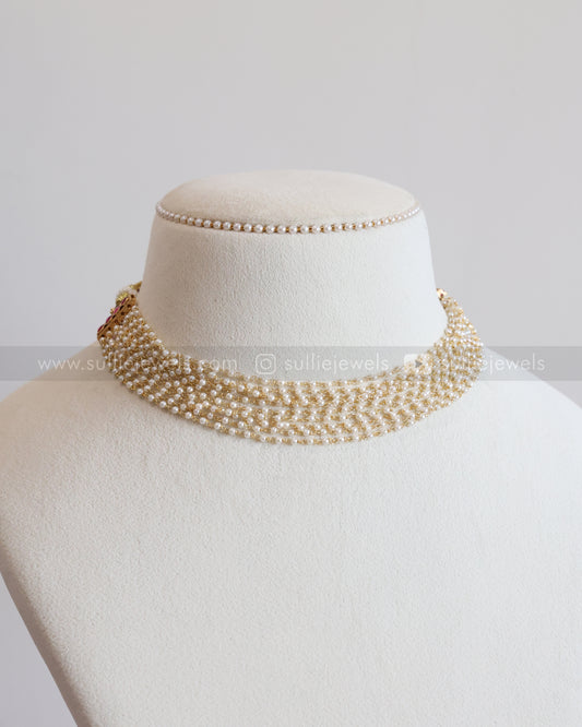 3725 - Sullie Basic - Layered White Pearl Necklace with Stud