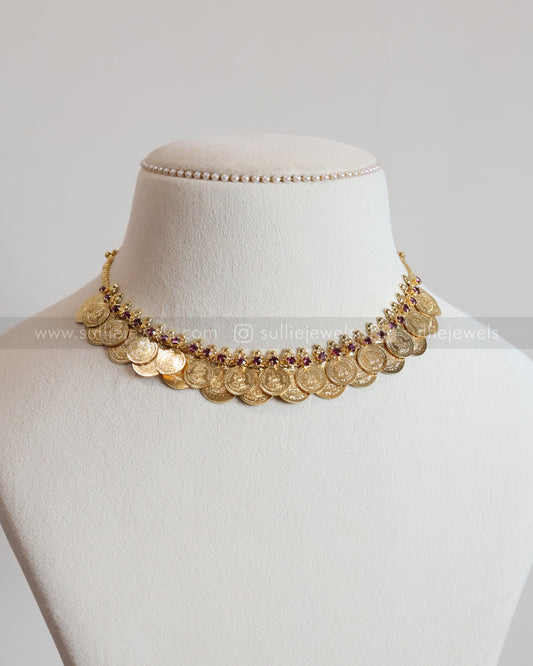 3737 - Two Layer Gold Plated Coin Necklace / Kashumaala