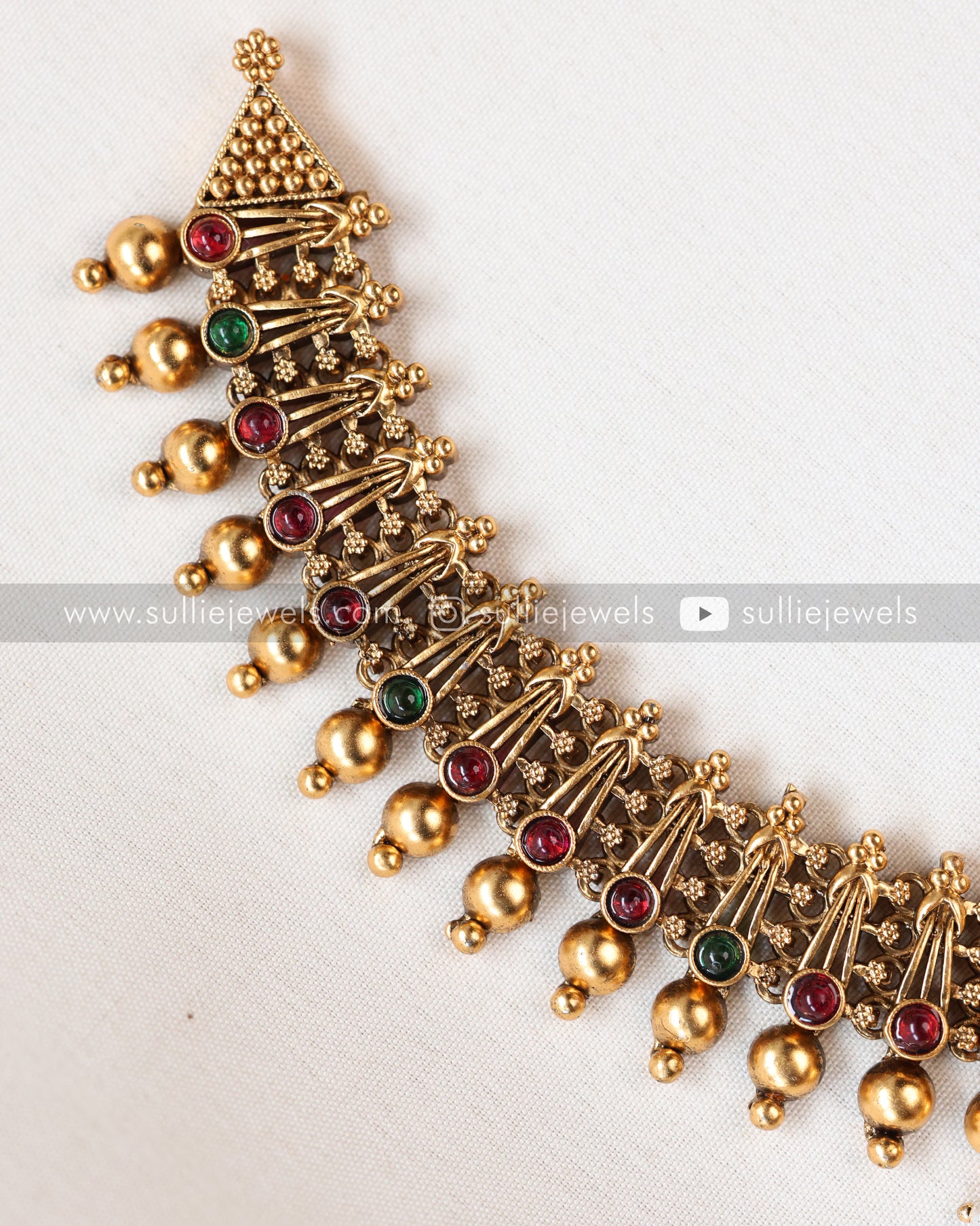 Sullie Basic - Jhumka Gold Multicolour Necklace with Stud