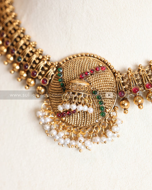 Sullie Basic - Jhumka Gold Multicolour Necklace with Stud