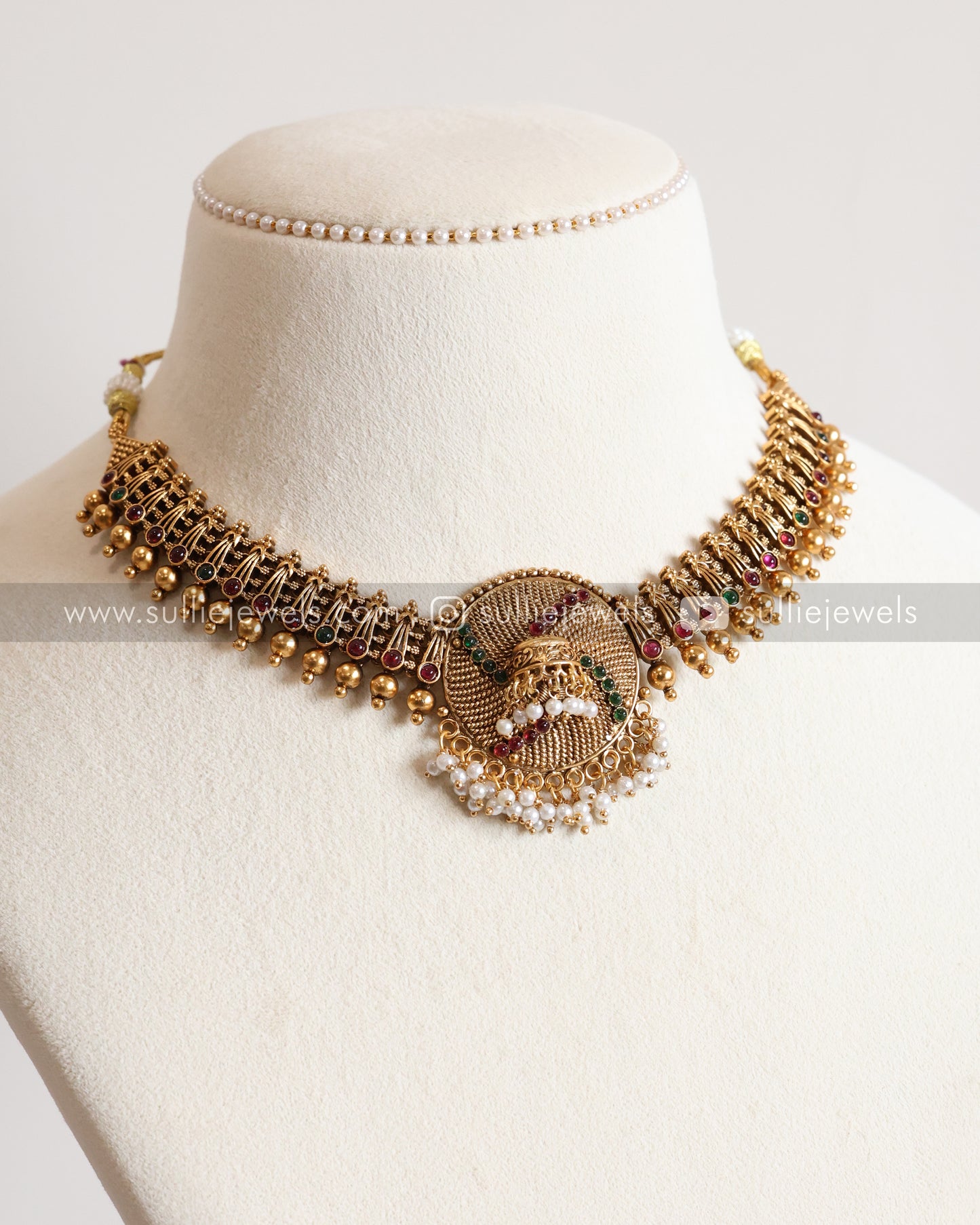 Sullie Basic - Jhumka Gold Multicolour Necklace with Stud