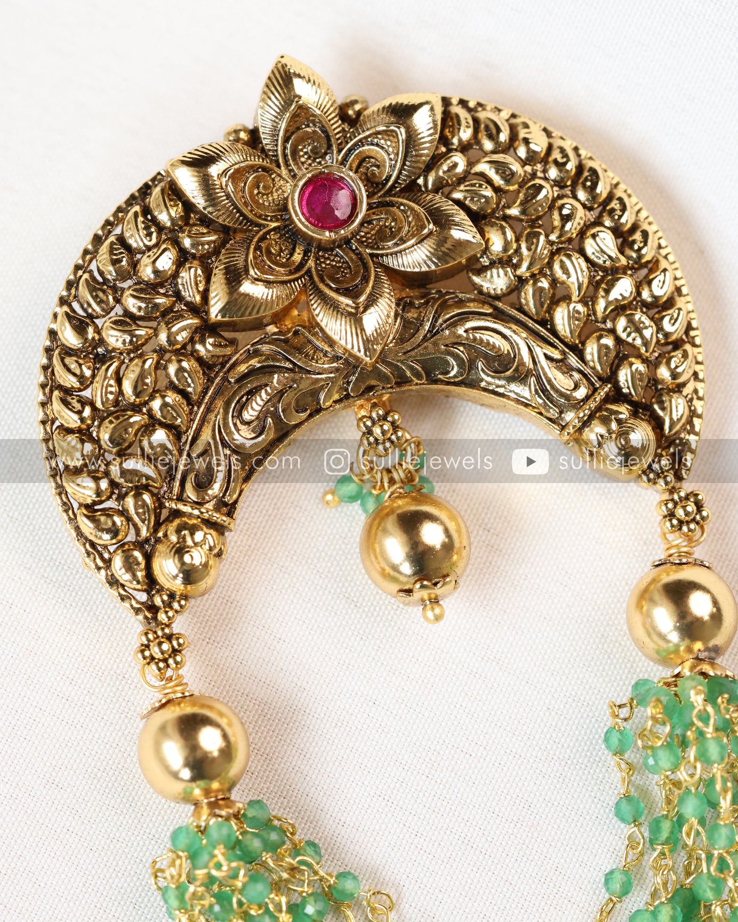 Floral Mint Pearl Beads Hair Brooch - No Idol
