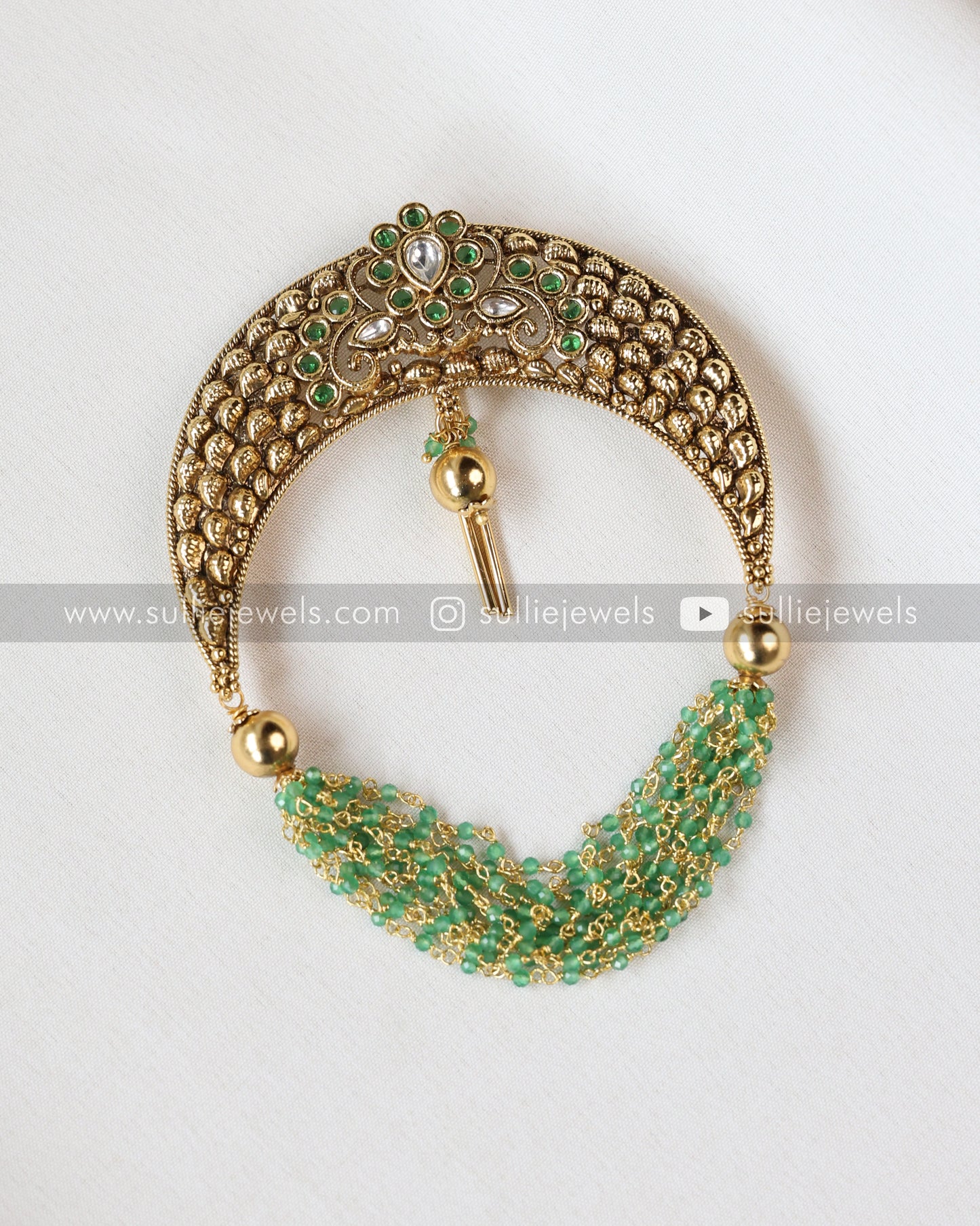 Mint Pearl Beads Hair Brooch - No Idol - Green