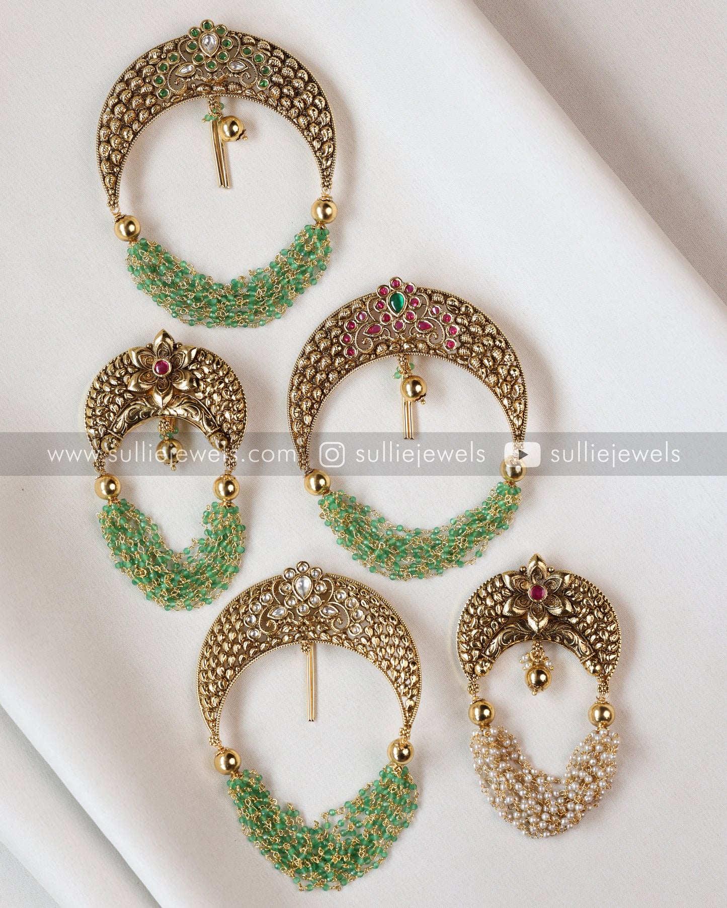 Mint Pearl Beads Hair Brooch - No Idol - Green