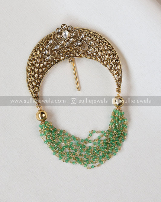 Mint Pearl Beads Hair Brooch - No Idol - White