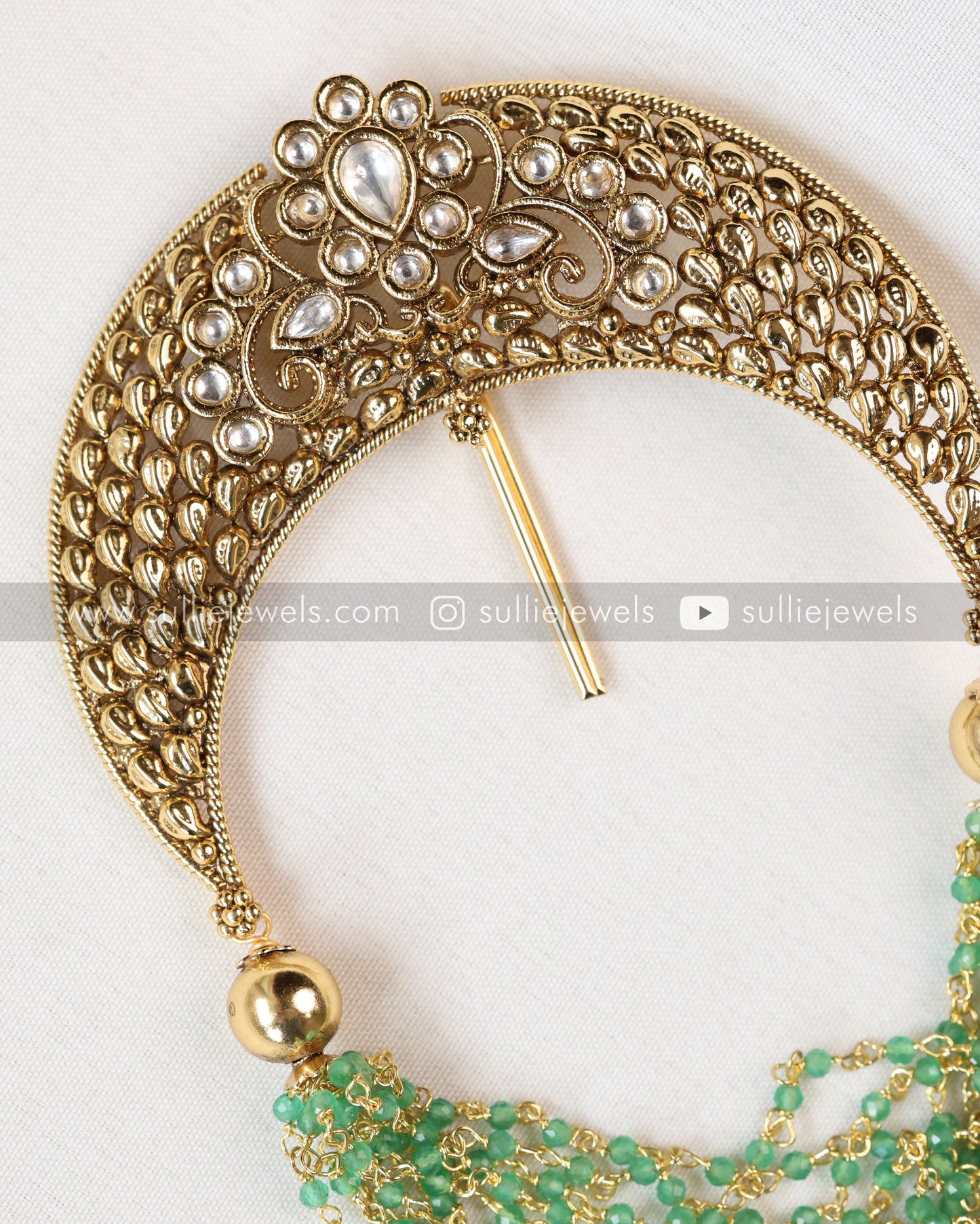 Mint Pearl Beads Hair Brooch - No Idol - White