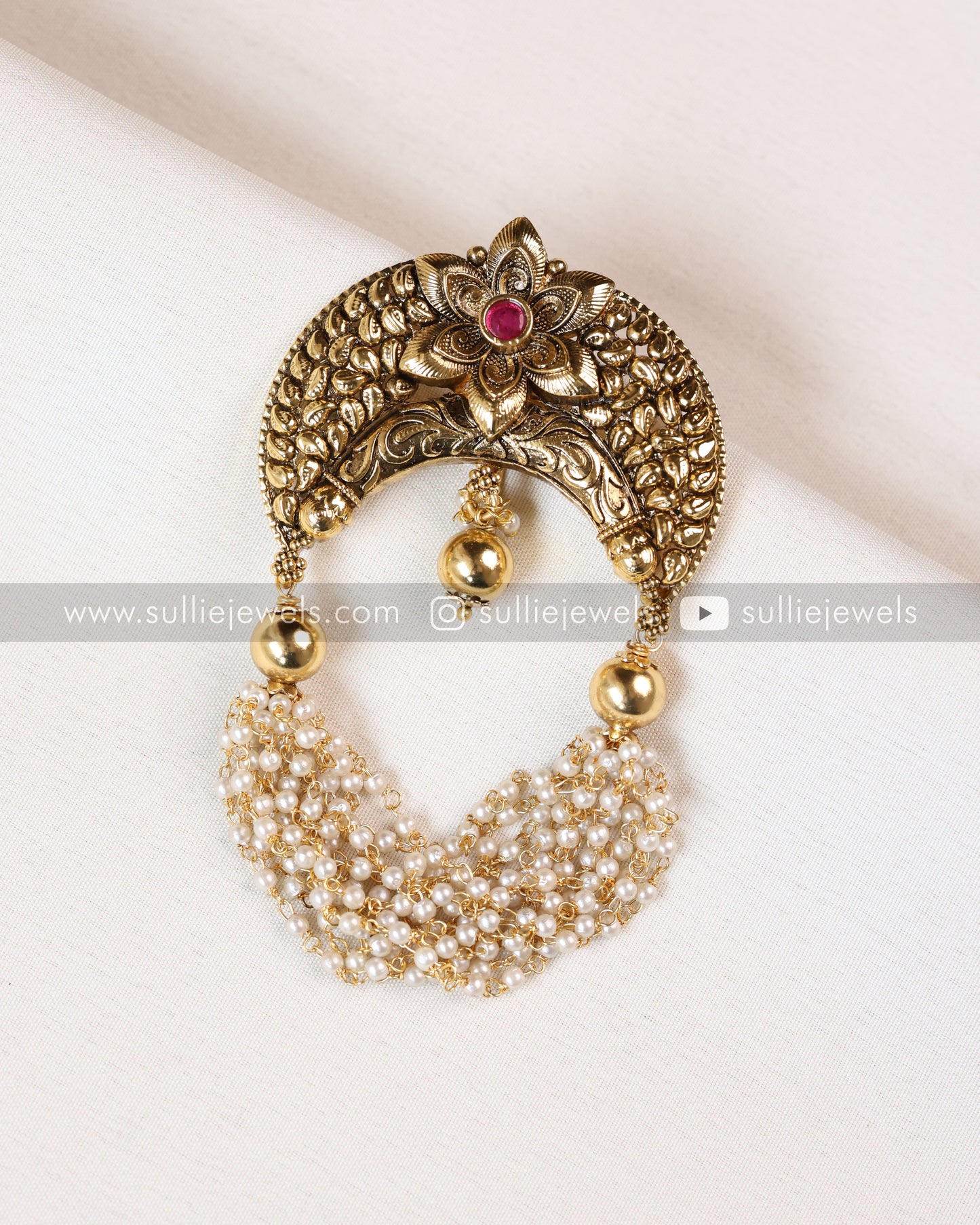 Floral Pearl Hair Brooch - No Idol